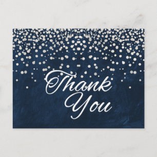 Trendy goedkope witte glitter zwart dank u briefkaart