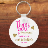 Trendy Gold 50e verjaardag Roze Hartelijk dank Sleutelhanger (Voorkant)