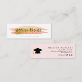 trendy gold and roze afstuderen name insert card mini visitekaartje (Voorkant / Achterkant)