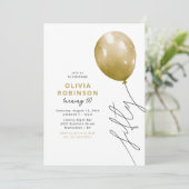 Trendy Gold Balloon 50th Birthday Kaart (Staand voorkant)
