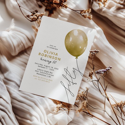 Trendy Gold Balloon 50th Birthday Kaart