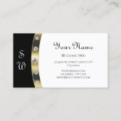 Trendy Gold Black en White Initialen en diamanten Visitekaartje (Achterkant)