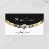 Trendy Gold Black en White Initialen en diamanten Visitekaartje (Voorkant)