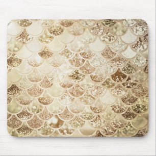Trendy Gold Blush Ombre Glitter Mermaid Fish Scale Muismat