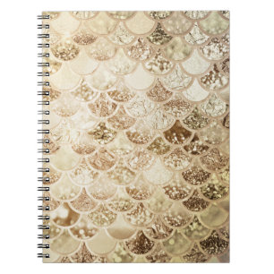 Trendy Gold Blush Ombre Glitter Mermaid Fish Scale Notitieboek