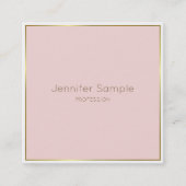 Trendy Gold Blush Pink White Modern Elegant Luxury Vierkante Visitekaartje (Voorkant)