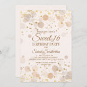Trendy Gold Bokeh op Creamy White Sweet 16 Kaart (Voorkant / Achterkant)
