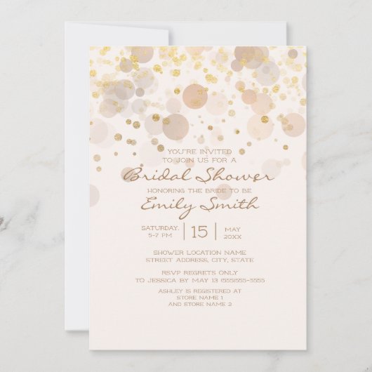 Trendy Gold Bokeh over het Creamy White Vrijgezell Kaart (Voorkant)