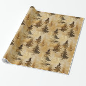 Trendy Gold & Bronze Metallic Christmas Tree  Cadeaupapier (Uitgerold)