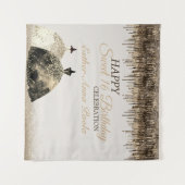 Trendy Gold Brown Drips Ballgown Sweet 16 Birthday Wandkleed (Voorkant (horizontaal))