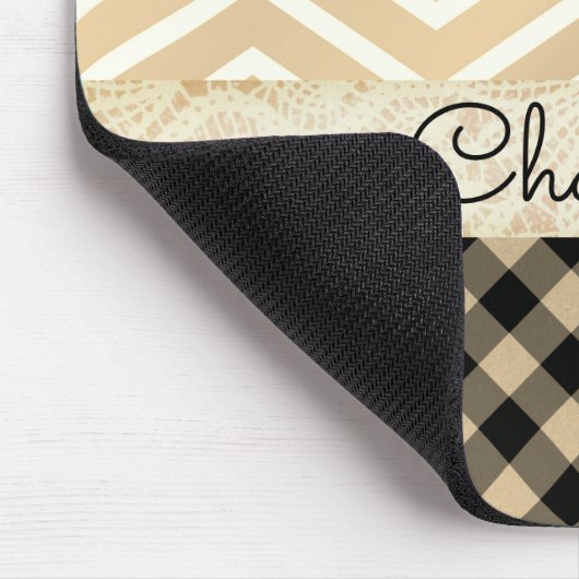 Trendy Gold Chevron Gingham Muismat (Hoek)