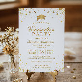 Trendy Gold Confetti Stippen GraduPartij Foto Kaart