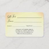 Trendy Gold Credit Kaart Style Cadeaubon Visitekaartje (Achterkant)