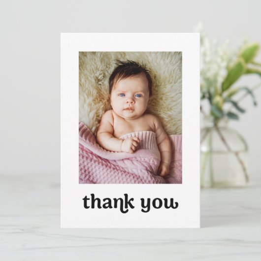 Trendy Gold Cross Modern Baby Meisje Foto's Doop Bedankkaart (Staand voorkant)