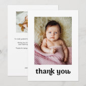 Trendy Gold Cross Modern Baby Meisje Foto's Doop Bedankkaart (Voorkant / Achterkant)