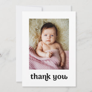 Trendy Gold Cross Modern Baby Meisje Foto's Doop Bedankkaart
