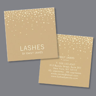 Trendy Gold Diamond Sparkle Lash Extensions Beauty Vierkante Visitekaartje