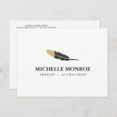 Trendy Gold Dipped Boho Feather Designer Wit Briefkaart (Voorkant / Achterkant)