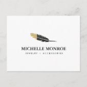 Trendy Gold Dipped Boho Feather Designer Wit Briefkaart (Voorkant)