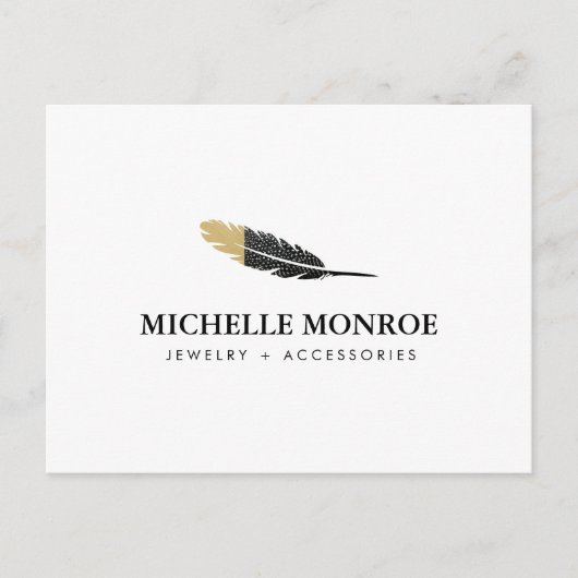 Trendy Gold Dipped Boho Feather Designer Wit Briefkaart (Voorkant)