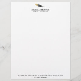 Trendy Gold Dipped Boho Feather Designer Wit Gepersonaliseerd Briefhoofd