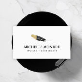 Trendy Gold Dipped Boho Feather Designer Wit Visitekaartje