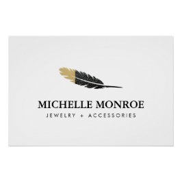 Trendy Gold Dipped Boho Feather Logo Downloaden Perfect Poster