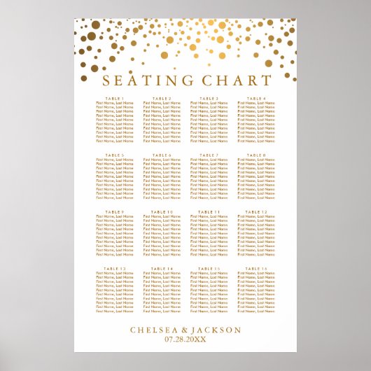 Trendy Gold Dots - Seating Chart Poster (Voorkant)