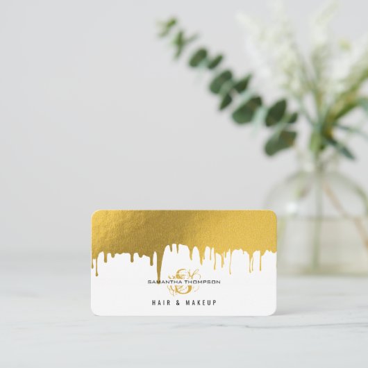 Trendy Gold druist in tegen haar en makreelartiest Visitekaartje (Staand voorkant)