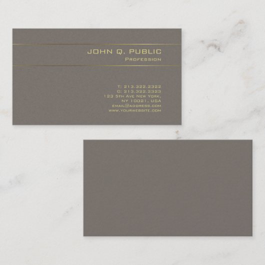 Trendy Gold Effect, geraffineerde luxe platte prod Visitekaartje (Voorkant / Achterkant)