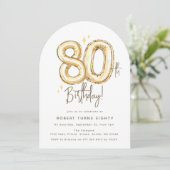 Trendy Gold Eighty Balloons 80th Birthday Party Kaart (Staand voorkant)
