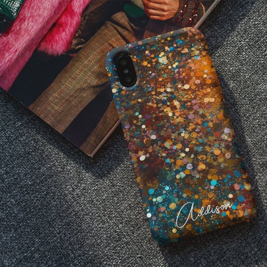 Trendy Gold en Blauwgroen Sparkle Glitter Case-Mate iPhone Case