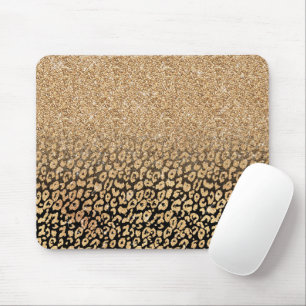 Trendy Gold en zwarte Glitter Ombre Leopard Print Muismat