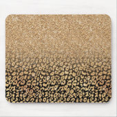 Trendy Gold en zwarte Glitter Ombre Leopard Print Muismat (Voorkant)