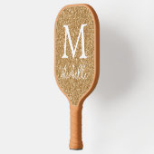 Trendy Gold Faux Glitter Monogram Initiaal Name Pickleball Paddle (Links)