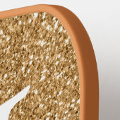 Trendy Gold Faux Glitter Monogram Initiaal Name Pickleball Paddle (Links Detail)