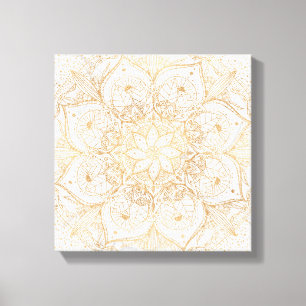 Trendy Gold Floral Mandala Marble Design Canvas Afdruk