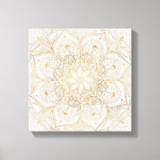 Trendy Gold Floral Mandala Marble Design Canvas Afdruk (Voorkant)