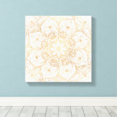 Trendy Gold Floral Mandala Marble Design Canvas Afdruk (Insitu (Houten vloer))