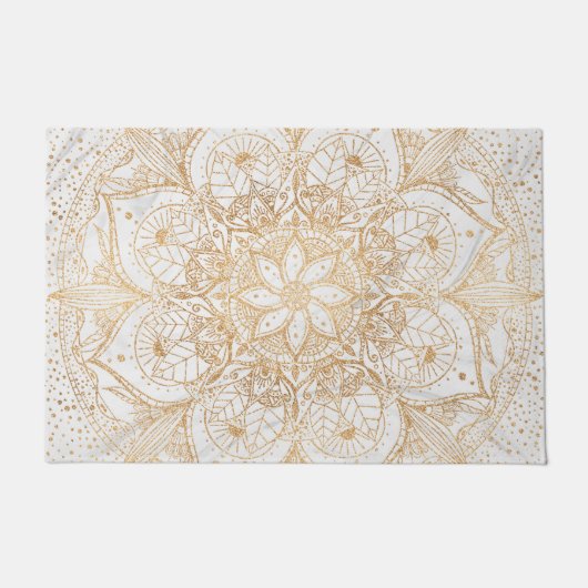 Trendy Gold Floral Mandala Marble Design Deurmat (Voorkant)