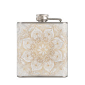 Trendy Gold Floral Mandala Marble Design Heupfles (Achterkant)