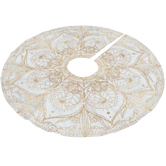 Trendy Gold Floral Mandala Marble Design Kerstboom Rok (Gekanteld)
