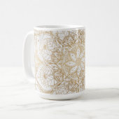 Trendy Gold Floral Mandala Marble Design Koffiemok (Voorkant links)