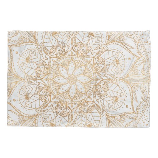 Trendy Gold Floral Mandala Marble Design Kussensloop (Achterkant)