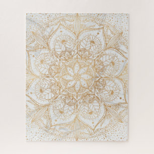 Trendy Gold Floral Mandala Marble Design Legpuzzel