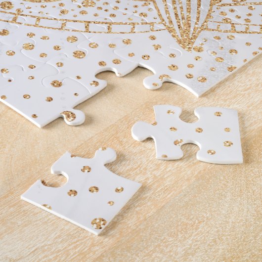 Trendy Gold Floral Mandala Marble Design Legpuzzel (Zijkant)