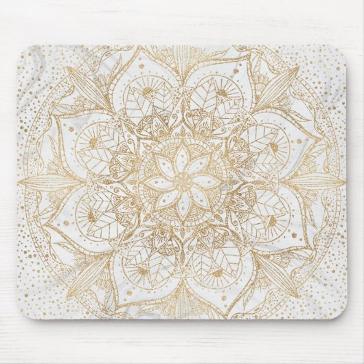 Trendy Gold Floral Mandala Marble Design Muismat (Voorkant)