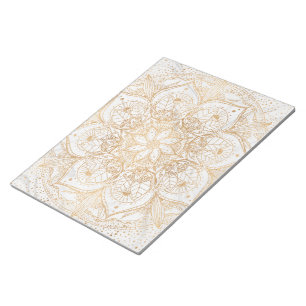 Trendy Gold Floral Mandala Marble Design Notitieblok