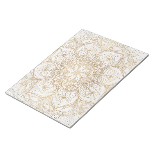 Trendy Gold Floral Mandala Marble Design Notitieblok (Schuin)