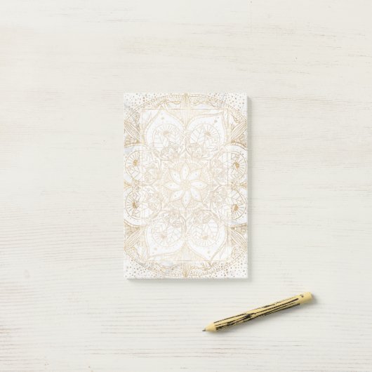 Trendy Gold Floral Mandala Marble Design Post-it® Notes (Op bureau)